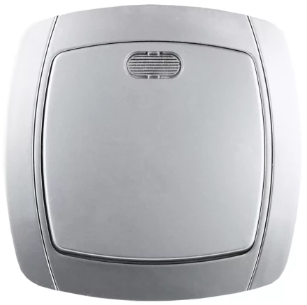 Выключатель СВЕТОЗАР &quot;АКЦЕНТ&quot; одноклавишный в сборе, с подсветкой, цвет серебристый металлик, 10А/~250В SV-54231-SM купить в Перми