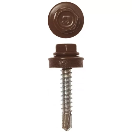 Саморезы ЗУБР &quot;ПРОФЕССИОНАЛ&quot; окраш., RAL 8017 шокол.-коричн., для крепл. кров. матер. к дерев. обреш., 4.8x29мм, 400шт 4-300315-48-029-8017 купить в Перми