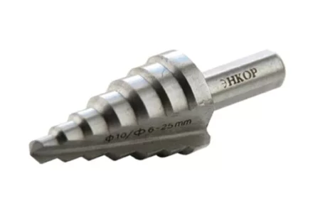 Сверло для металла ступенчатое Ф6-25 мм 7 ступеней ход 4,5 мм Энкор 21625 купить в Перми