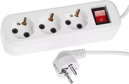 Удлинитель СИБИН электрический, ПВС сечение 0,75кв мм, 3 гнезда, макс мощн 2200Вт, 5м, заземление, выключатель 55036-5 купить в Перми
