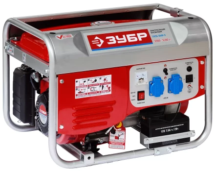 Электростанция ЗУБР бензиновая, 4-х тактная, ручной и электрический пуск, 220/12В, 3500Вт ЗЭСБ-3500-Э купить в Перми