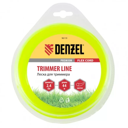 Леска для триммера круглая 2,4 мм х 44 м блистер Flex cord Denzel 96119 купить в Перми