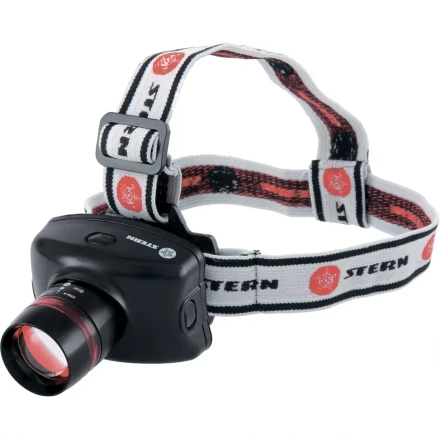 Фонарь наголовный Zoom 3W LED CRE Q5 160 Лм 100 м 3 режима 100% - 50% - стробоскоп 3хААА Stern 90567 купить в Перми