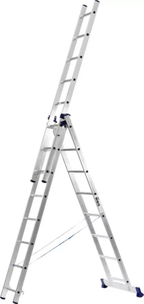 Лестница СИБИН универсальная, трехсекционная со стабилизатором, 9 ступеней 38833-09 купить в Перми