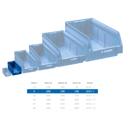 ЗУБР ЛСК-5, 5 л, 250 х 150 х 130 мм, складской лоток, Профессионал (38061-5) купить в Перми