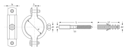 ЗУБР 3, цинк, 1 шт, трубный хомут с сантехнической шпилькой и дюбелем (37866-87-94) купить в Перми