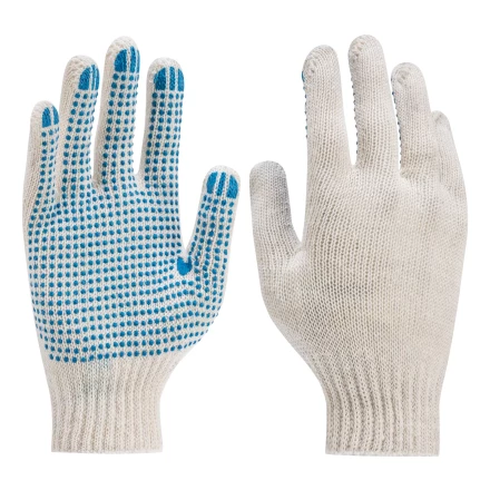 Перчатки трикотажные усиленные, с ПВХ точкой, 7 класс вязки Россия 677745 купить в Перми