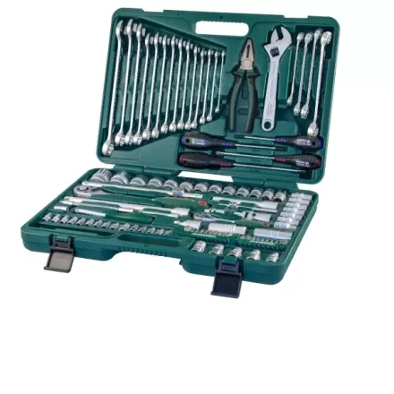 Набор головок торцевых универсальных 1/2&quot;DR 8-32мм   1/4&quot;DR 4-10мм ключи комбинированные 8-24 мм отвертки 101 предмет S04H624101 S  Jonnesway 47701 купить в Перми