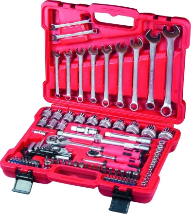 Набор слесарно-монтажный с квадратами 1/4 и 1/2 и  5/16 112 предметов MATRIX PROFI 13586 купить в Перми