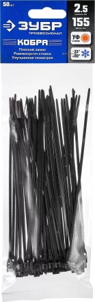 Кабельные стяжки черные КОБРА с плоским замком нейлоновые пакет серия ПРОФЕССИОНАЛ купить в Перми