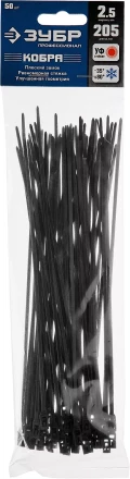 Кабельные стяжки черные КОБРА с плоским замком нейлоновые пакет серия ПРОФЕССИОНАЛ купить в Перми