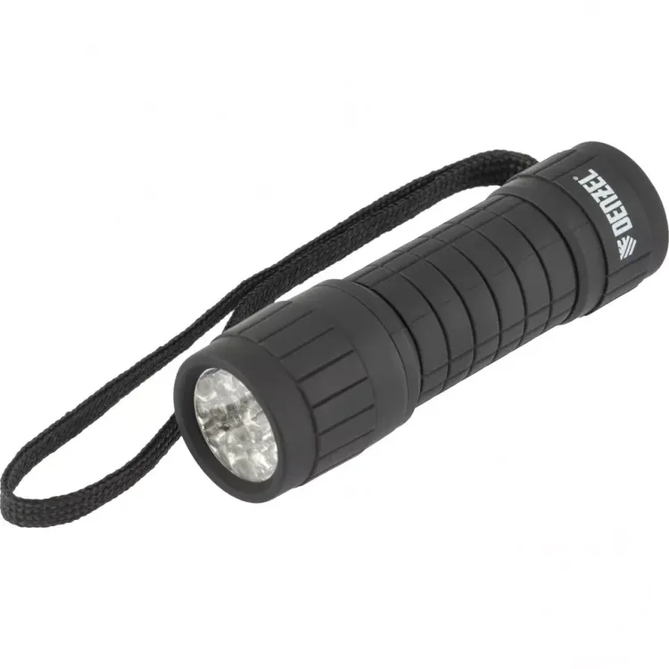 Фонарь светодиодный черный корпус с мягким покрытием 9 Led 3хААА Denzel 92610 купить в Перми