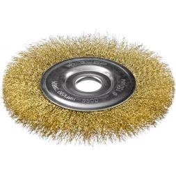 ЗУБР "ПРОФЕССИОНАЛ". Щетка дисковая для УШМ, витая стальная латунированная проволока 0,3мм, 150х22мм 35187-150_z01