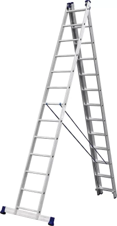 Лестница СИБИН универсальная,трехсекционная со стабилизатором, 13 ступеней 38833-13 купить в Перми