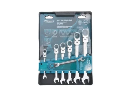 Набор ключей комбинированных с трещоткой, 8 - 19 мм, 7шт., шарнирные, CrV GROSS 14891 купить в Перми