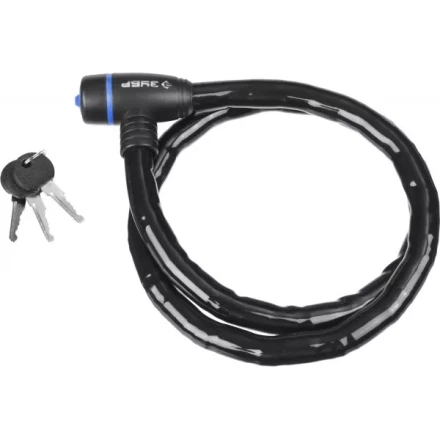 Замок ЗУБР &quot;ПРОФЕССИОНАЛ&quot;, тросовый, усиленный, 3 ключа в комплекте, длина троса 1000мм, d 18мм 37260-100 купить в Перми