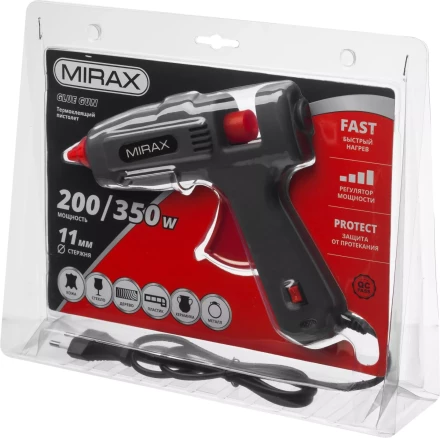 Пистолет клеевой (термоклеящий) электрический, MIRAX 06807, 200Вт/350Вт, 220В, 11мм 06807 купить в Перми