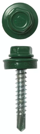 Саморезы ЗУБР &quot;ПРОФЕССИОНАЛ&quot; окраш., RAL 6002 зелен. лист, для крепл. кров. матер. к дерев. обреш., 4.8х29мм, 2500шт 4-300310-48-029-6002 купить в Перми