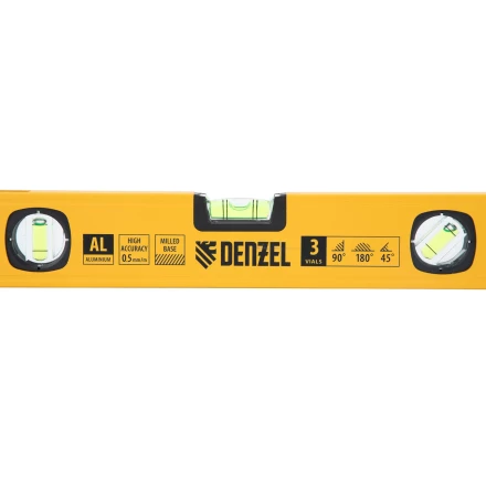 Уровень алюминиевый Denzel 33690, магнит., фрезерованный, 3 глазка (1 зеркал.), 0,5 мм/м, 400 мм купить в Перми