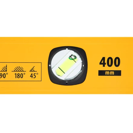 Уровень алюминиевый Denzel 33690, магнит., фрезерованный, 3 глазка (1 зеркал.), 0,5 мм/м, 400 мм купить в Перми