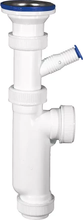 Сифон ЗУБР &quot;МАСТЕР&quot; колбовый для моек и раковин, выпуск - нержавеющая чашка, отвод для стиральной машины 51857 купить в Перми