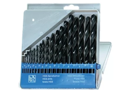Набор сверл по металлу 1-10 мм (через 0,5 мм) HSS 19 шт пластиковый бокс цилиндрический хвостовик SPARTA 723705 купить в Перми