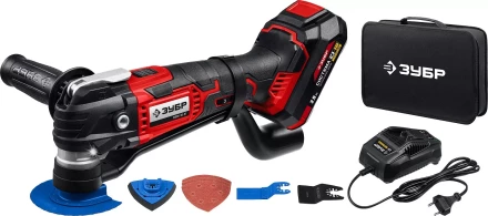 ЗУБР C1-18, 18 В, OQIS, АКБ (2 А·ч), реноватор, сумка, набор насадок (МФИ-18-21) купить в Перми