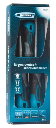 Набор отвёрток комбинированный 3 шт,S2 трехкомпонентная рукоятка GROSS 12167 купить в Перми