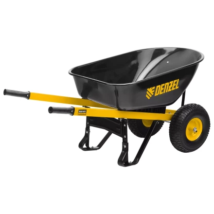 Тачка строительная усиленная объем 140 л 250 кг двухколесная колесо 15х6.00-6 Denzel 69000 купить в Перми