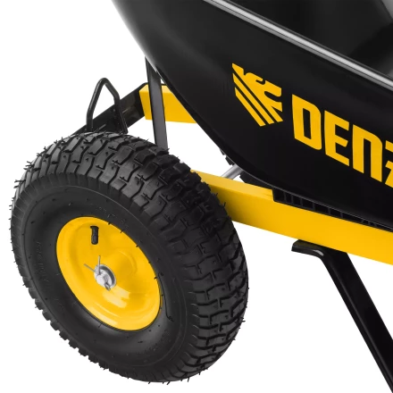 Тачка строительная усиленная объем 140 л 250 кг двухколесная колесо 15х6.00-6 Denzel 69000 купить в Перми