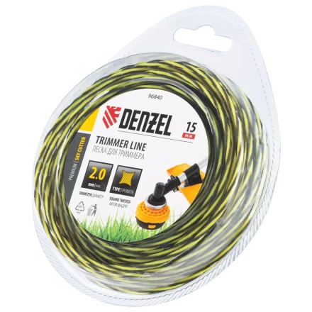 Леска для триммера двухкомпонентная витая квадратная, 2,0мм х 15м, блистер SkyCutter Denzel 96840 купить в Перми