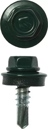 Саморезы ЗУБР &quot;ПРОФЕССИОНАЛ&quot; окраш., RAL 6005 зелен. насыщен., для крепл. кров. матер. к металл. констр., 5.5x19мм, 500шт 4-300315-55-019-6005 купить в Перми