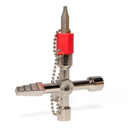 Ключ для электрошкафов КВТ КЭШ-5М с 5 профилями и битой «крест/шлиц» (84624) купить в Перми