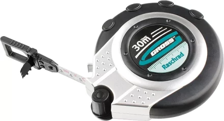 Рулетка геодезическая 30 м х 13 мм GROSS закр. корп. металл. лента нейлон двуст. Шкала 31252 купить в Перми