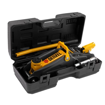 Домкрат гидравлический подкатной Denzel с фиксатором 2 т 130-330 мм в кейсе 51154 купить в Перми