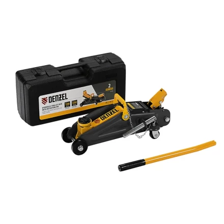 Домкрат гидравлический подкатной Denzel с фиксатором 2 т 130-330 мм в кейсе 51154 купить в Перми