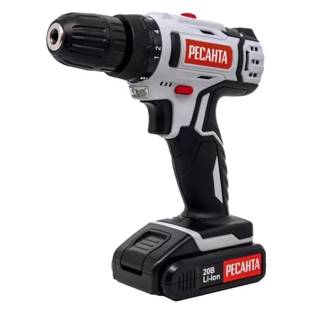 Дрель-шуруповерт аккумуляторная Ресанта ДА-20-2ЛК (2,0 А/ч) 75/14/11 купить в Перми