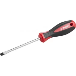 Отвертка ЗУБР "МАСТЕР", Cr-v, эргономичная двухкомпонентная рукоятка, SL5,5x100мм 25061-5.5-100_z03