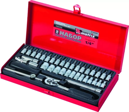 Набор слесарно-монтажный с квадратом 1/4 38 предметов MATRIX MASTER 13522 купить в Перми