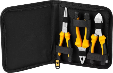 Набор JCB: Губцевый инструмент, хромированное покрытие, двухкомпонентные рукоятки, CrV cталь, 3 предм, чехол JPL016 купить в Перми