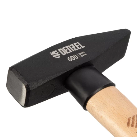 Молоток слесарный, 600 г Denzel, кованый квадратный боек, буковая рукоятка, 10431 купить в Перми