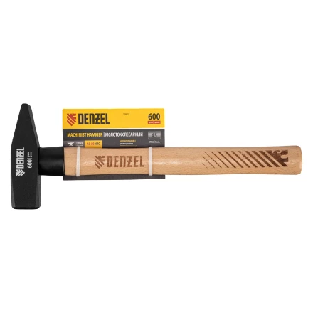 Молоток слесарный, 600 г Denzel, кованый квадратный боек, буковая рукоятка, 10431 купить в Перми
