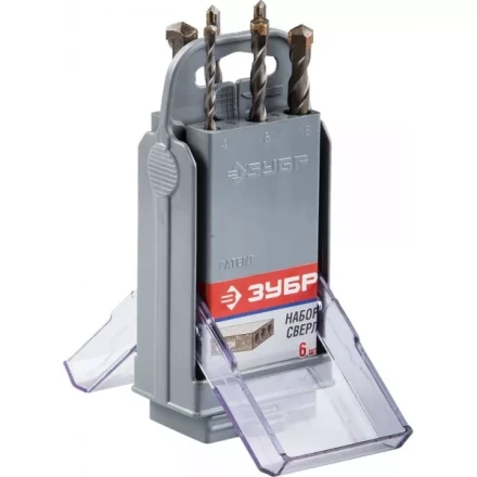 Набор ударных сверл ЗУБР &quot;МАСТЕР&quot; по бетону, 4, 5, 6х2шт, 8, 10мм, 6шт в супер боксе 2922-H6-SB купить в Перми
