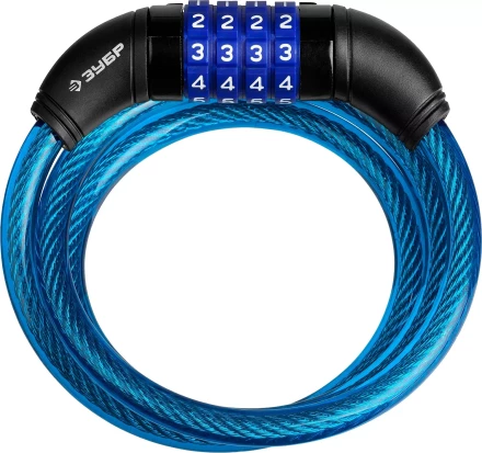 Замок ЗУБР &quot;ПРОФЕССИОНАЛ&quot;, тросовый, кодовый, с изменяемым кодом, длина троса - 950мм, d 10мм 37262-95_z01 купить в Перми