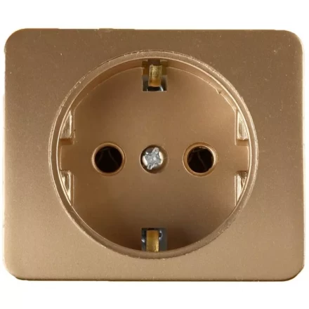 Розетка СВЕТОЗАР &quot;ГАММА&quot; с заземлением, одинарная, без вставки и рамки, цвет золотой металлик, 16А/~250В SV-54105-GM купить в Перми