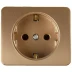 Розетка СВЕТОЗАР &quot;ГАММА&quot; с заземлением, одинарная, без вставки и рамки, цвет золотой металлик, 16А/~250В SV-54105-GM купить в Перми