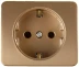 Розетка СВЕТОЗАР &quot;ГАММА&quot; с заземлением, одинарная, без вставки и рамки, цвет золотой металлик, 16А/~250В SV-54105-GM купить в Перми