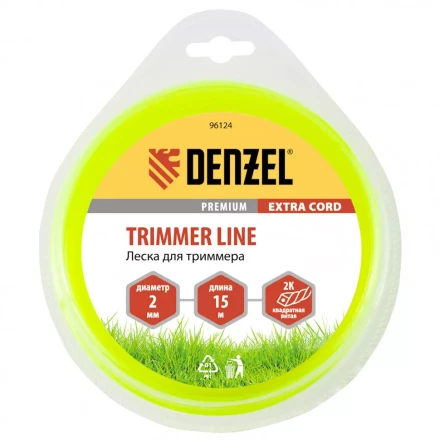 Леска для триммера двухкомпонентная квадрат 2,0 мм 15 м Extra cord Denzel 96124 купить в Перми