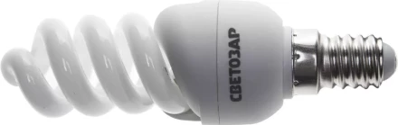 Энергосберегающая лампа СВЕТОЗАР &quot;КОМПАКТ&quot; спираль,цоколь E14(миньон),Т2,яркий белый свет(4000 К), 10000 час, 9Вт(45) 44353-09_z01 купить в Перми