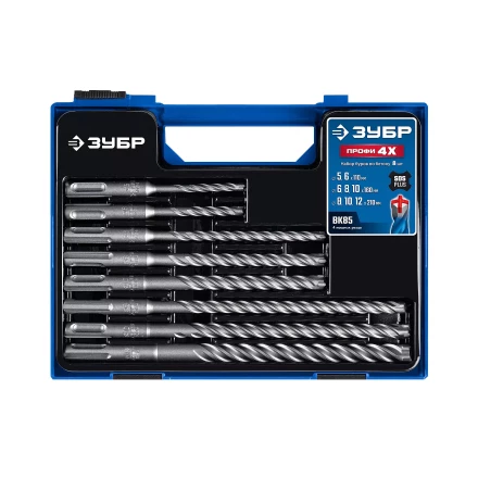 ЗУБР ПРОФИ-4Х 8 шт: 5/6х110, 6/8/10х160, 8/10/12х210 мм, набор SDS-plus буров (29313-H8-1) купить в Перми